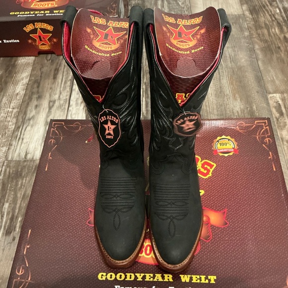 Los Altos Women’s Leather Black Cowboy Boots Size 6.5 - Picture 16 of 16